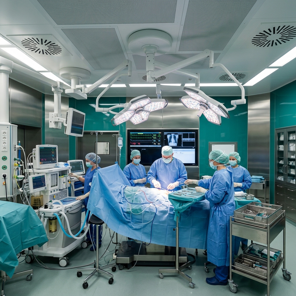 Advanced positive pressure operating room inside Tricolour Hospitals